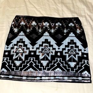 Express black sequin skirt